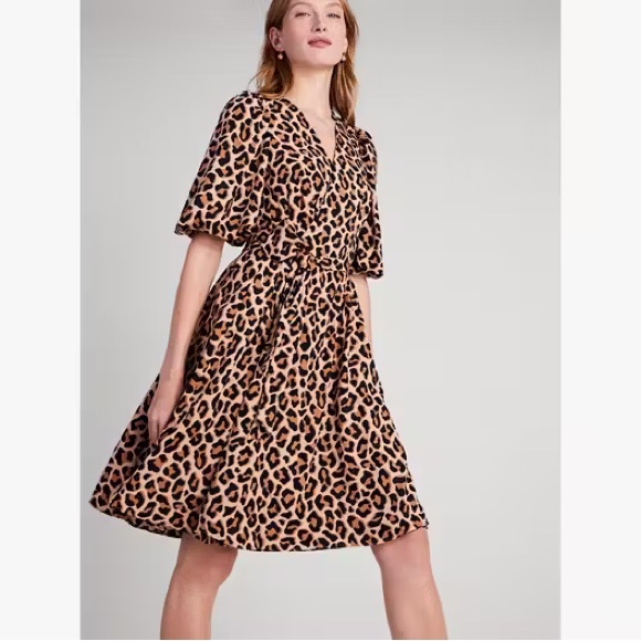 KATE SPADE New York Lovely Leopard Wrap Dress Women’s Size Medium Chic Classic - Picture 1 of 9